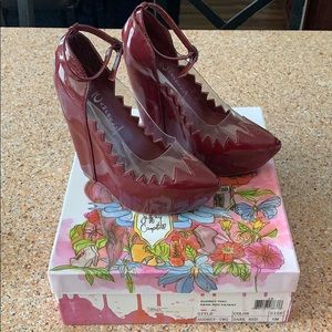 Jeffrey Campbell Wedges Audrey Dark Red Patent